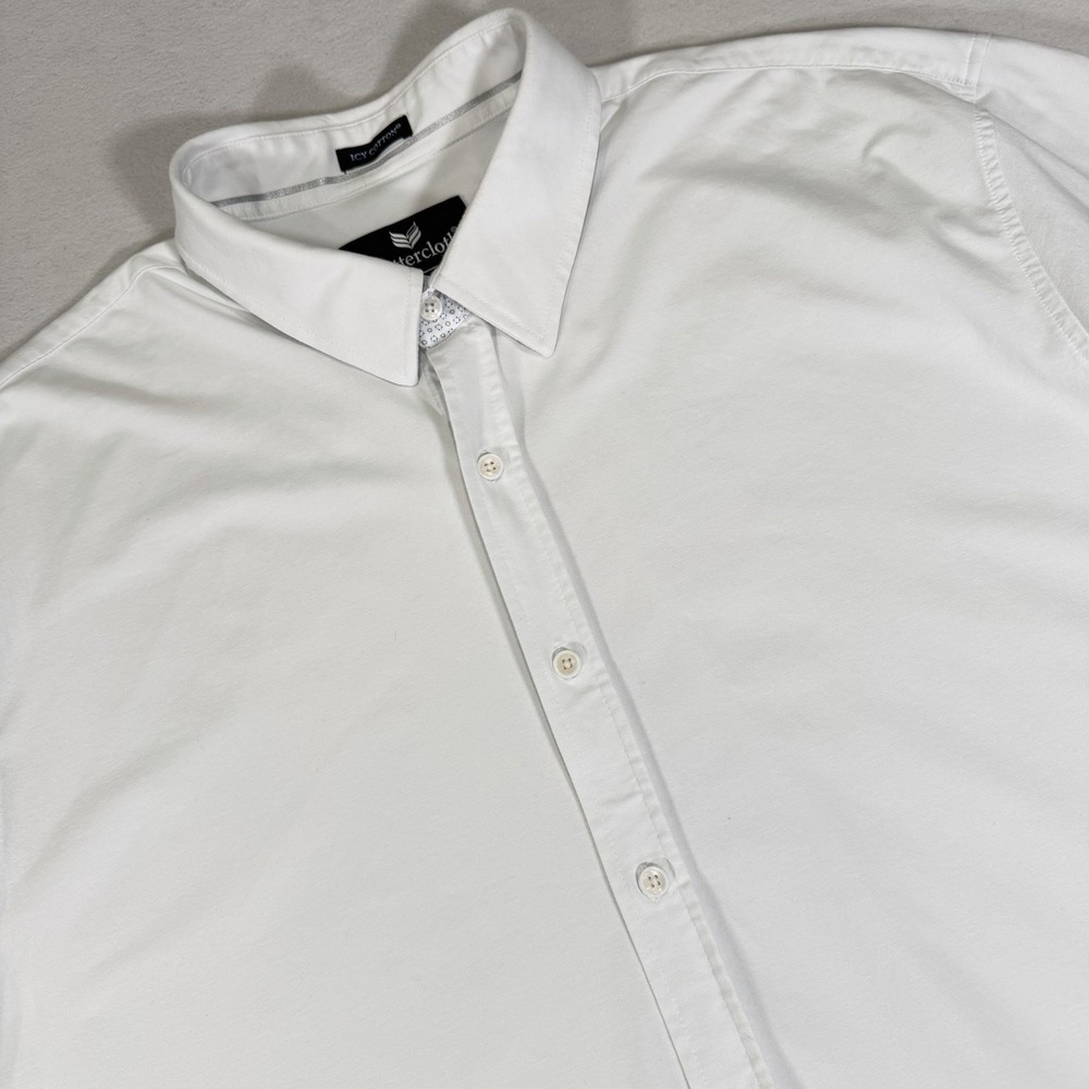 Butter Cloth Icy Cotton Men's 3XL White‎ Diamond Slim Fit Button Up S/S Shirt